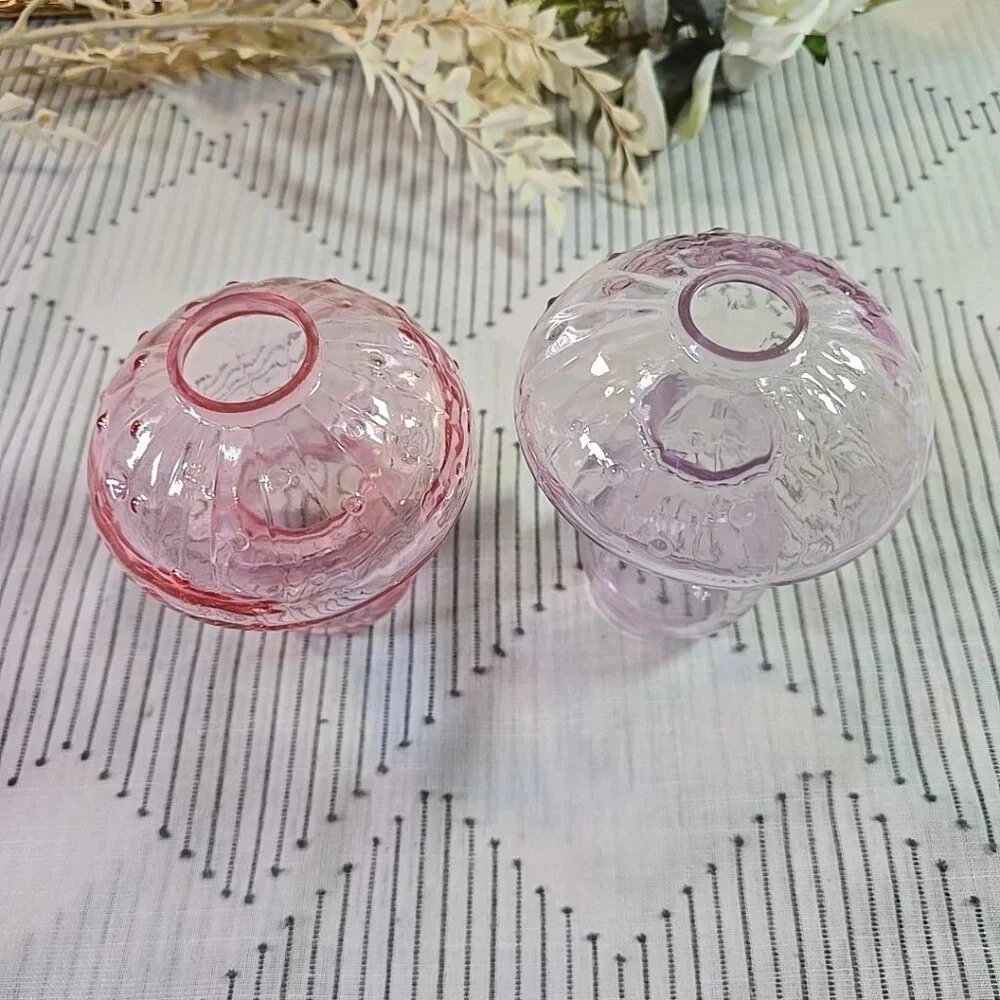 2 Target Spring 2024 Glass Mushroom Vase Planters Pink & Purple